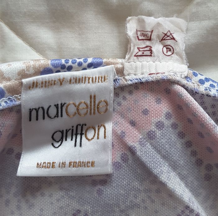 Robe imprimée bleue rose sans manches - Marcelle Griffon - Jersey couture - Made in France - photo numéro 3