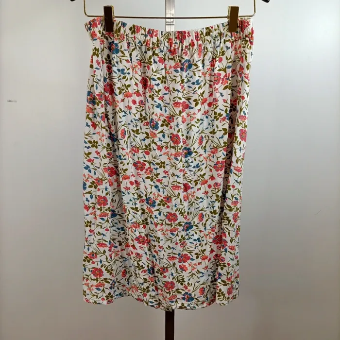 Jupe mi-longue blanche fleurie taille élastique viscose fluide imprimé coloré été taille 38 A1418 - photo numéro 2