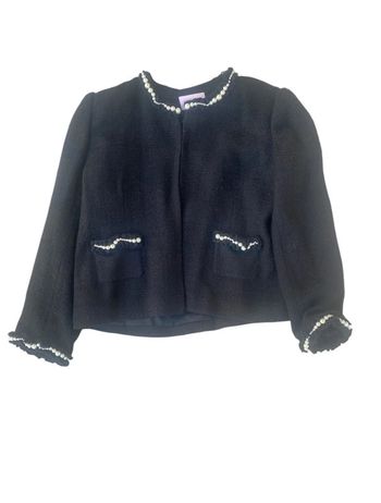Très belle veste noire ornée de perles Ecaille Paris taille 50