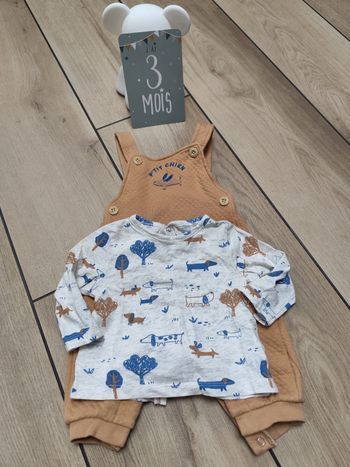 Ensemble salopette tee shirt manche longue