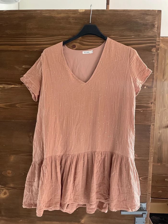 Robe terracotta gaze de coton