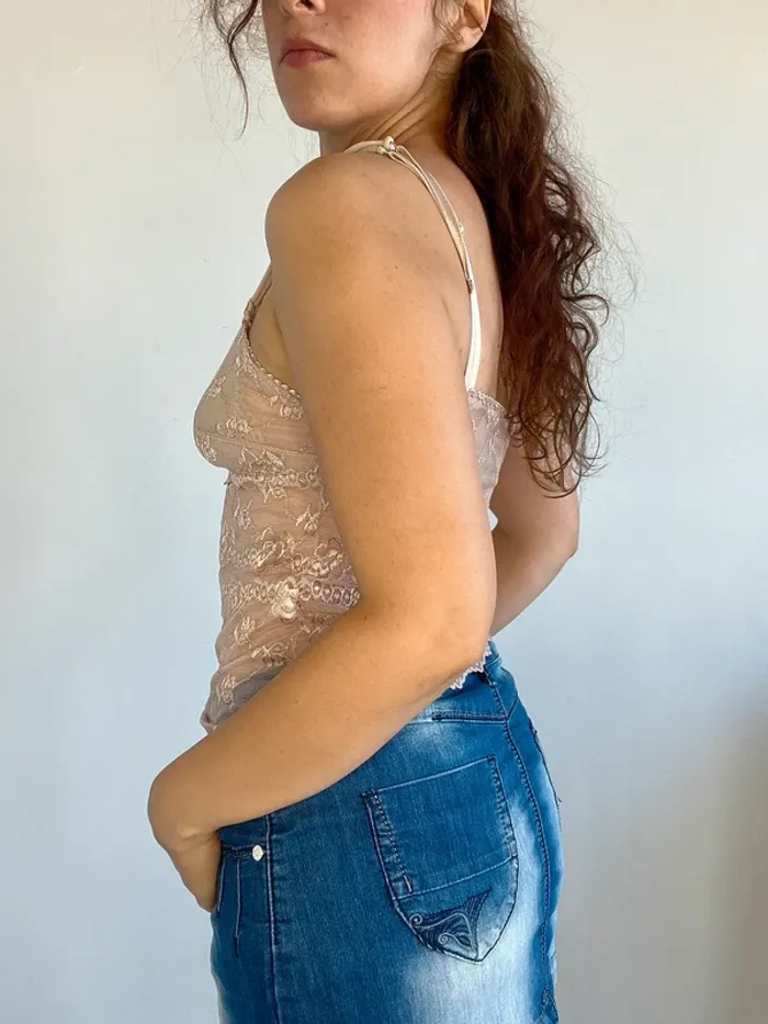 Débardeur beige en dentelle vintage taille 36/38 🐚 - photo numéro 4