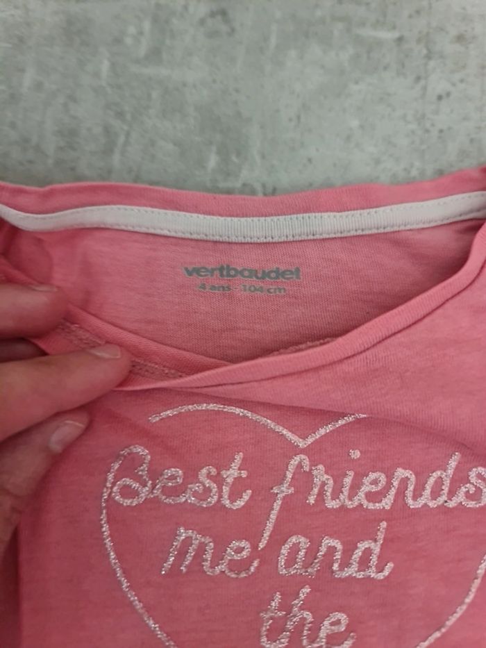 T shirt Haut Fille 4 ans Manches courtes Vertbaudet - photo numéro 2