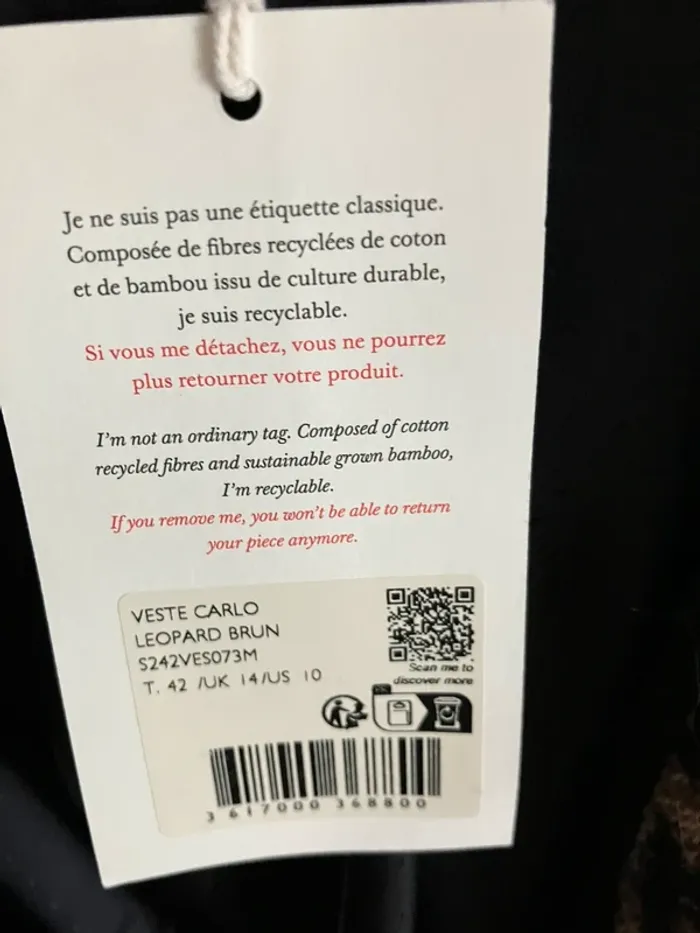 Veste Carlo sezane neuf avec étiquette - photo numéro 3