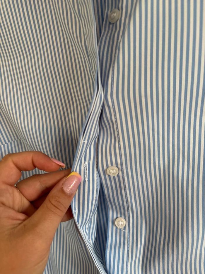 Chemise bleue et blanche à rayures H&M taille M - photo numéro 3