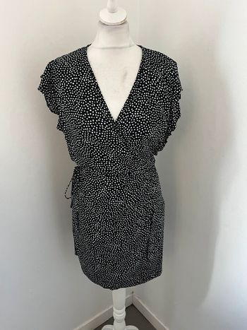 Robe cache cœur noire à pois Zara M