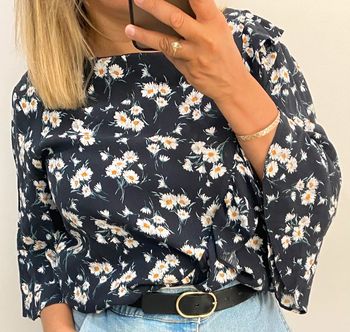 🌼 Blouse Mango noire à fleurs Taille L