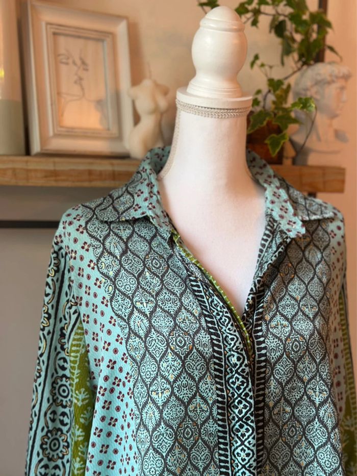 Chemise imprimée colorée en soie – T.U (36 au 42) - photo numéro 2