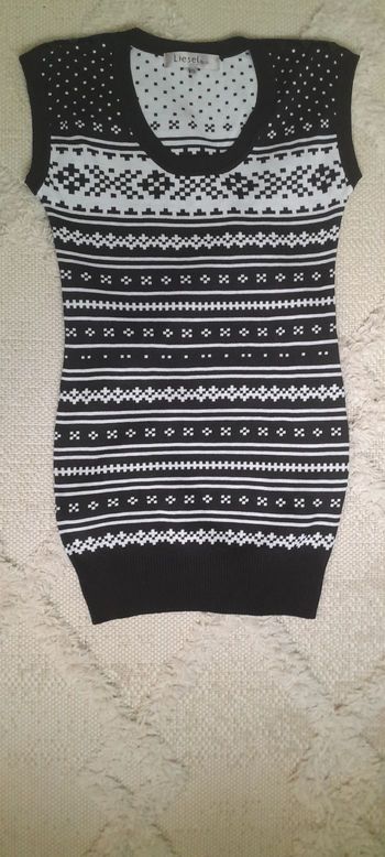 Haut sans manches noir et blanc femme