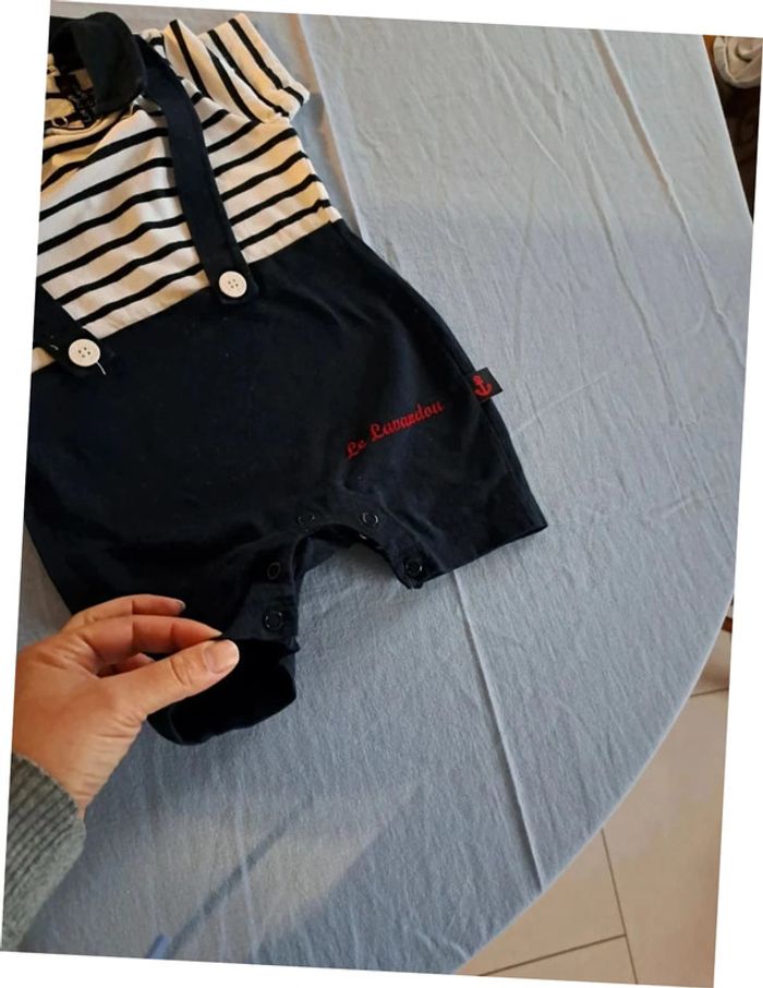 Superbe tenu marine grenouillère les petits cœurs de la mer - photo numéro 3