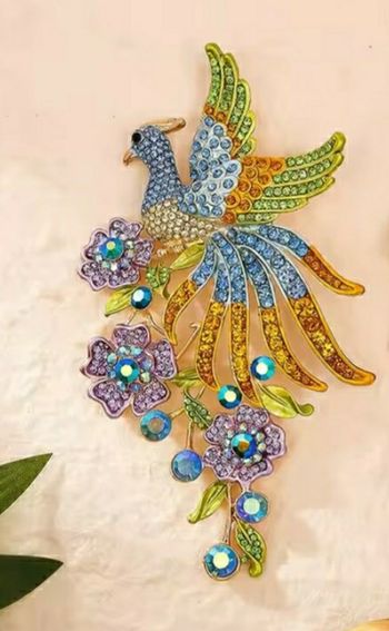 Broche "Oiseau" jaune 