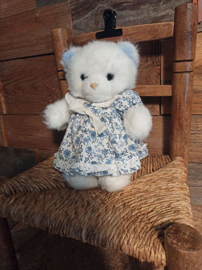 Peluche chat blanc Nounours tbe - photo numéro 2