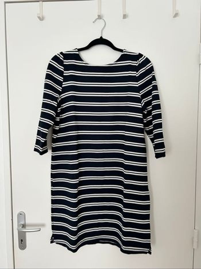 Robe manches 3/4 marinière bleu noir et blanc Kiabi L