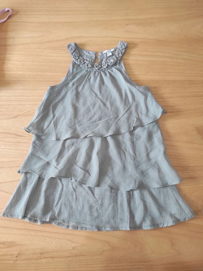 Robe à froufrou voile grise orchestra 4 ans