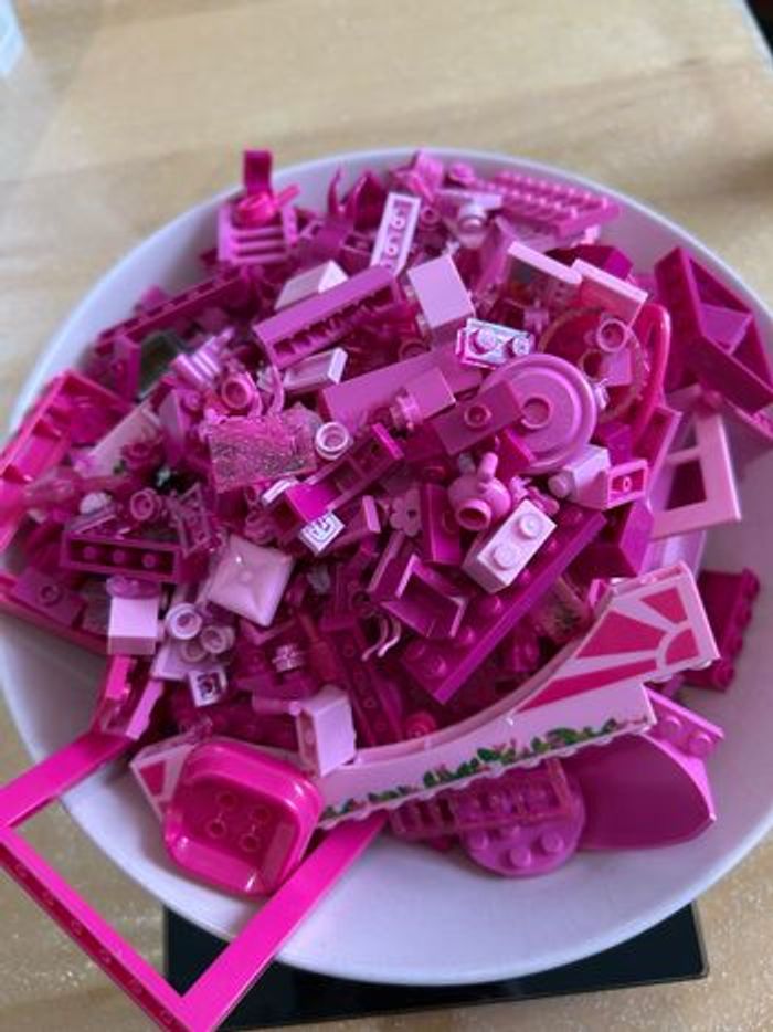 Lot de briques type legos en vrac rose 393 grammes - photo numéro 3
