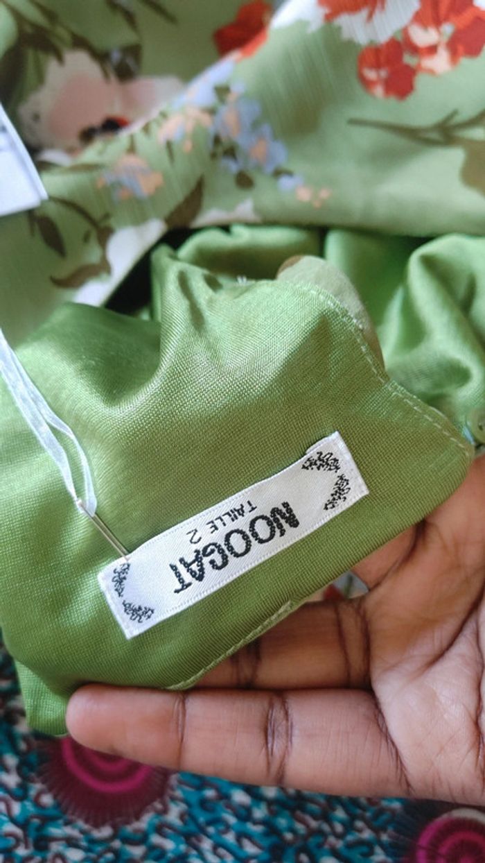 Magnifique robe verte orange fleurie neuf - photo numéro 9