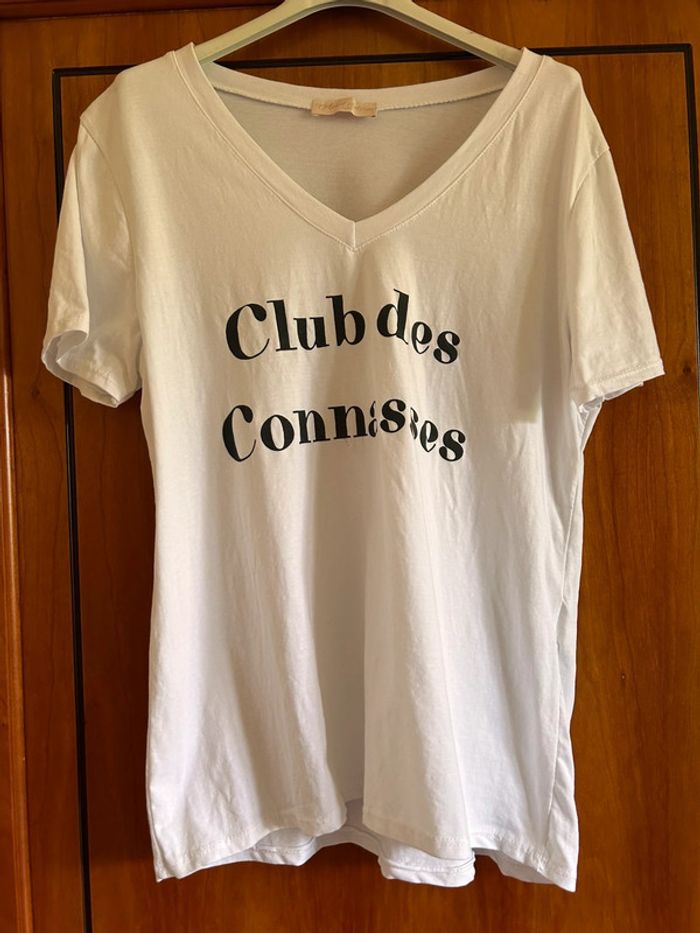 T-shirt blanc col v April Vintage