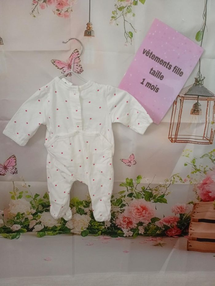 Pyjama coton Kiabi blanc taille 1 mois / 56 cm - photo numéro 3