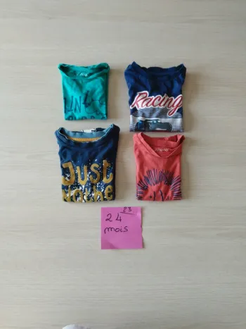 Lot 4 t-shirt manches courtes 24 mois