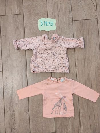 Lot de 2 pulls rose 3 mois