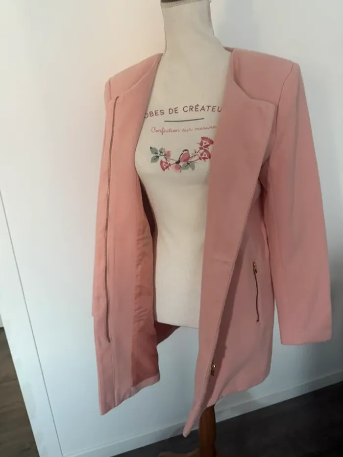 Manteau mi long rose poudré Women Only 38 ou M - photo numéro 8