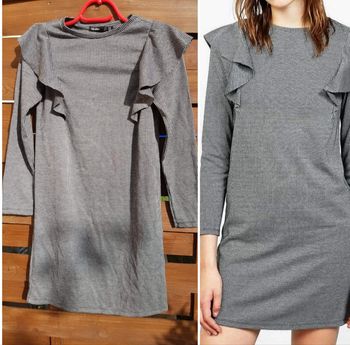 Robe courte pieds de poule, avec volant