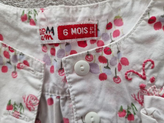 Barboteuse légère blanche à motif rose DPAM 6M (BE) - photo numéro 5