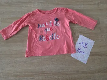 Tshirt manches longues belle et rebelle 12 mois