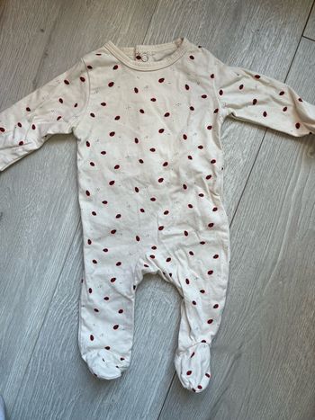 Pyjama long en coton Kiabi - Beige & Coccinelles - 1 mois