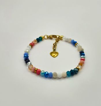 Bracelet doré petites perles colorées