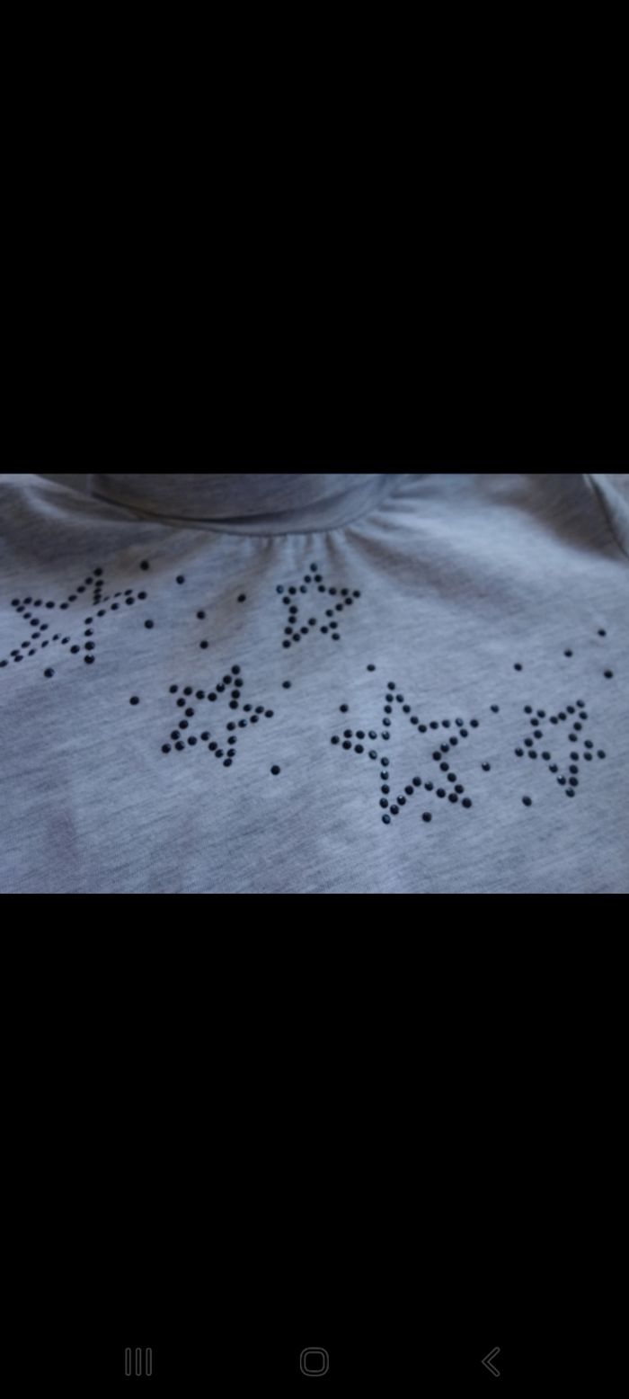 Sous-pull fille gris chiné/étoiles strass Miniman - 6 ans - photo numéro 2