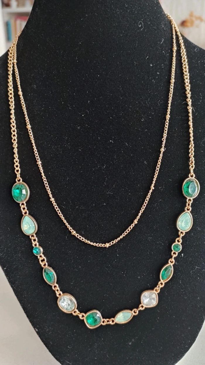 Collier strass vert double rang - photo numéro 2