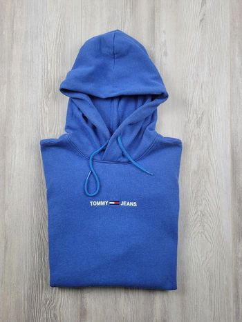 Sweat à capuche Tommy Jeans bleu – Logo TJ – Taille S/M