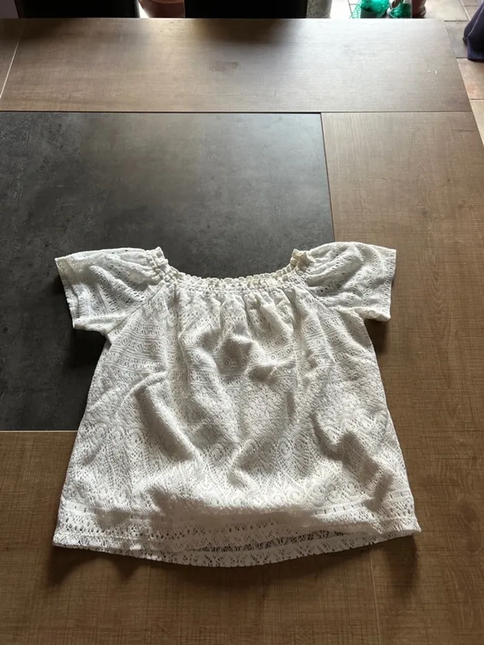 T-shirt avec dentelle femme, blanc taille S
