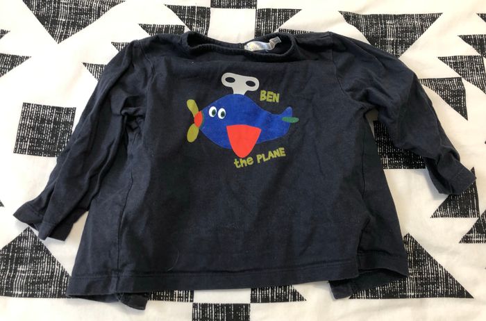 Tee shirt marine Ben the plane 74 cm