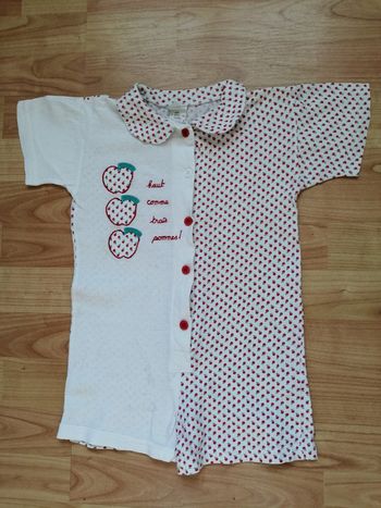 Combishort rouge et blanc 4 ans 3 pommes
