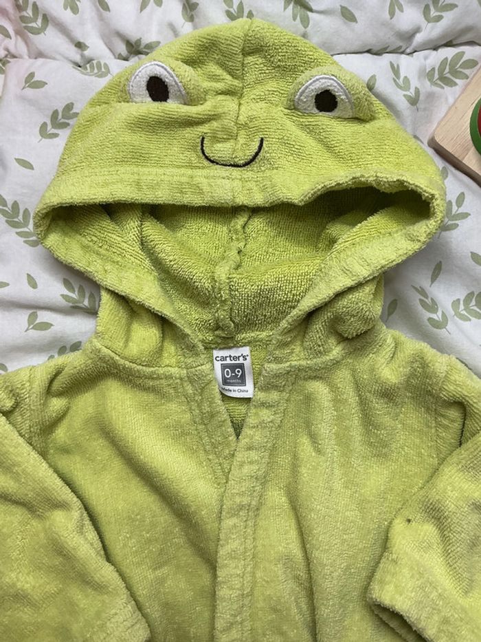 peignoir en éponge vert à capuche et ceinture carter's 0/9 mois - photo numéro 4