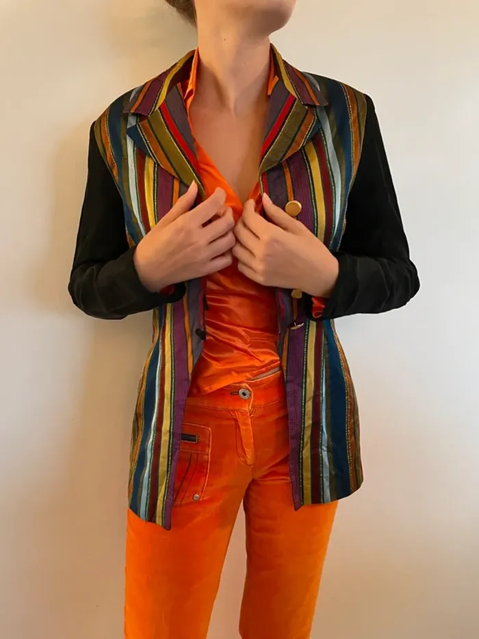 Veste à rayures élégante sombre Tricia Jones 36 - photo numéro 6