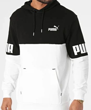 sweat à capuche homme Streetwear Puma noir et blanc taille M 38