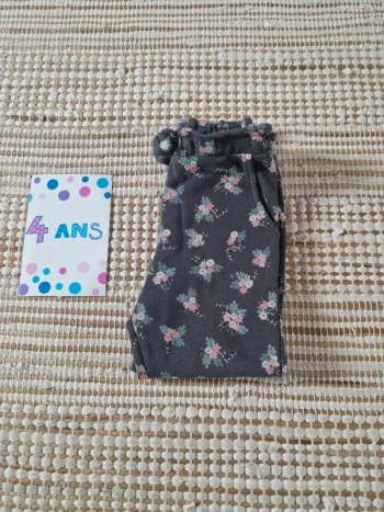 🌸 Pantalon fille 4 ans – Motif fleuri 🌸