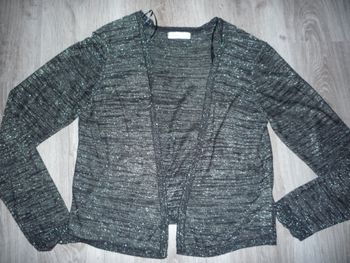 GILET COURT NOIR A PAILLETTES OR "CACHE CACHE" - TAILLE XL - n°03