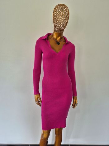 Robe Longue avec Manches Longues Femme Fuschia