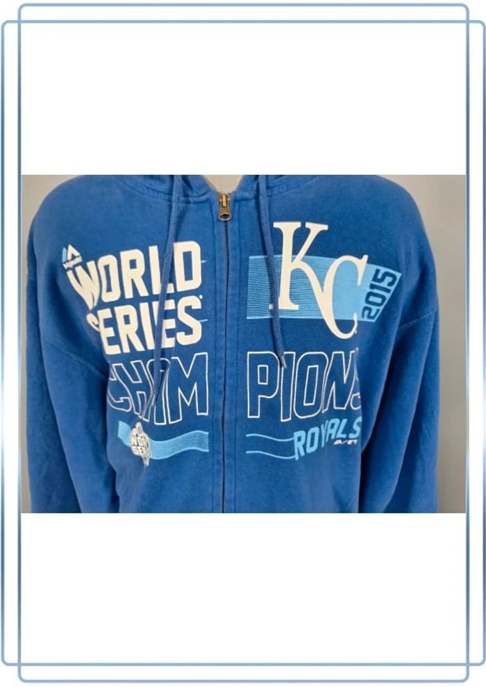 sweat a capuche full zip majestic   / Hoodie / homme bleu - photo numéro 3