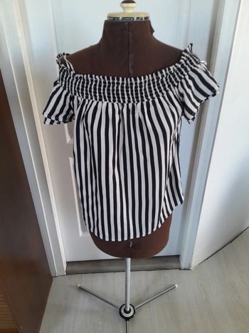 Haut rayé col froncé bateau Pimkie grand XS
