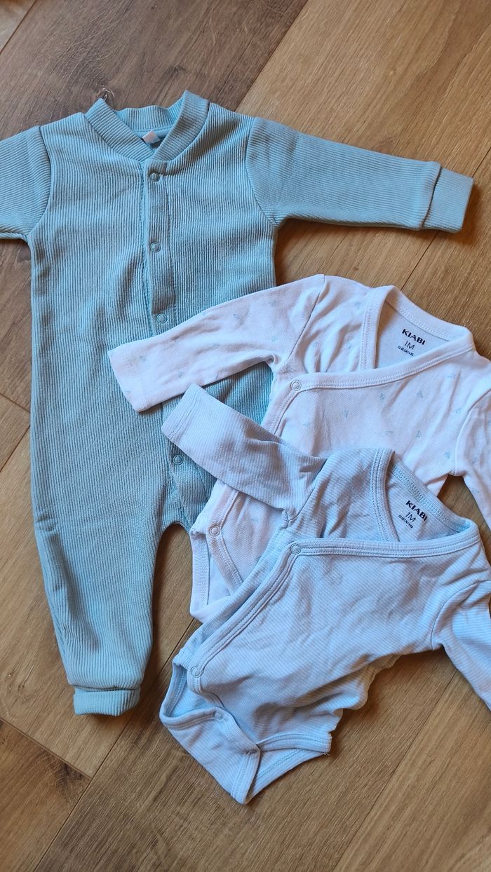 Combinaison unie et body bébé bleu turquoise