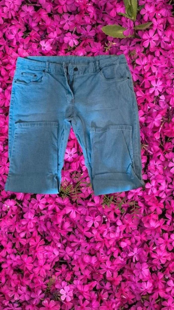 Jean femme bleu clair used - photo numéro 2
