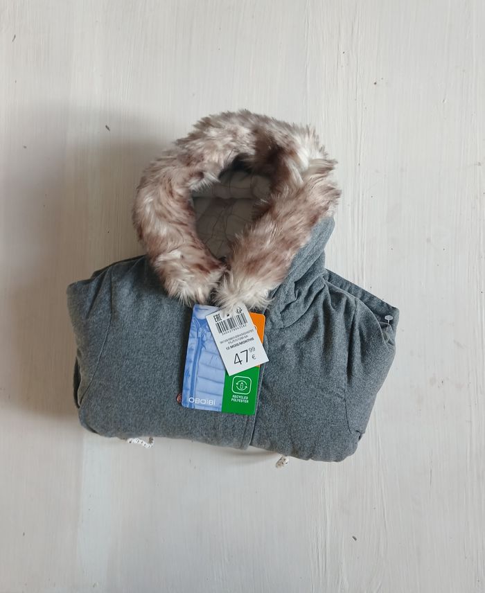 Obaïbi : Parka 2 en 1 Gris chiné et écru - photo numéro 2