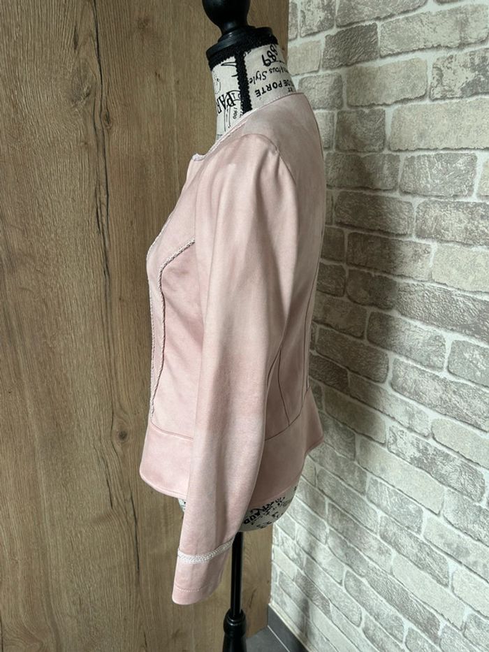 Veste cintrée vintage satinée rose poudré taille 38 - photo numéro 2