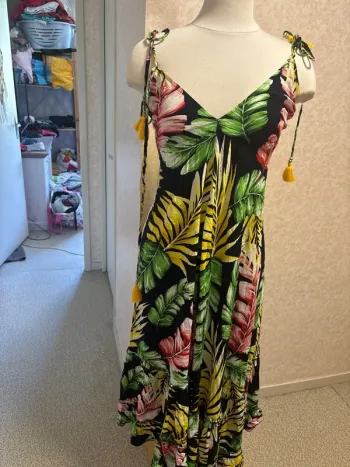 Robe été imprimée feuillage - fluide & colorée - taille S