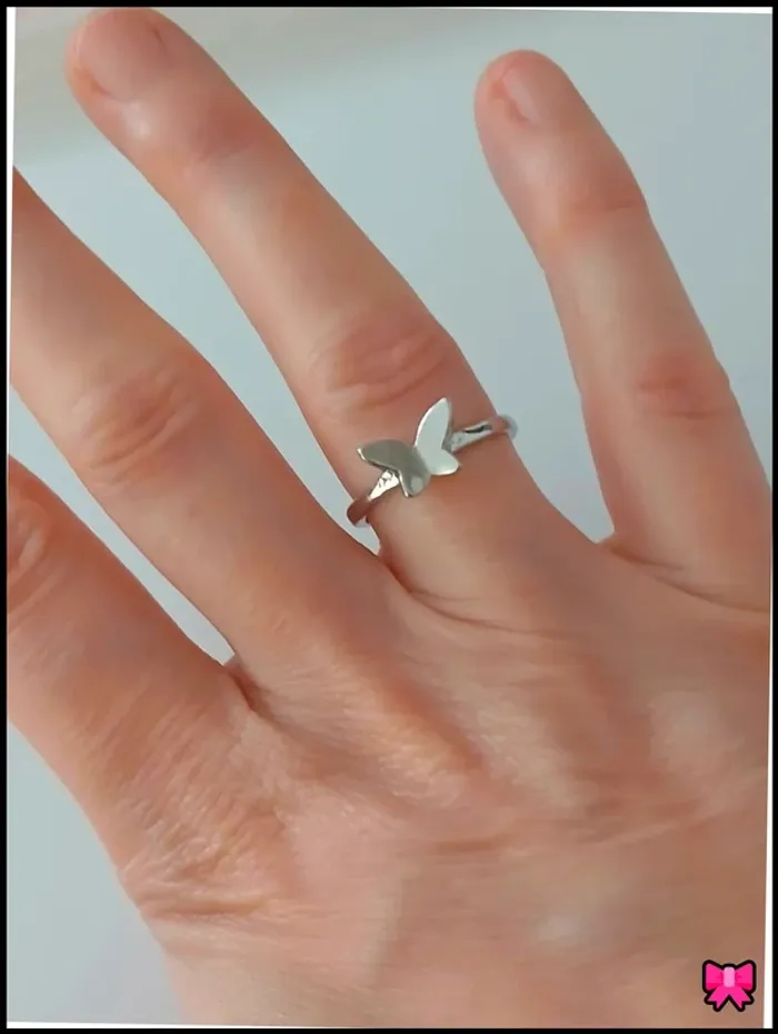 Bague papillon tendance femme en acier inoxydable - photo numéro 2